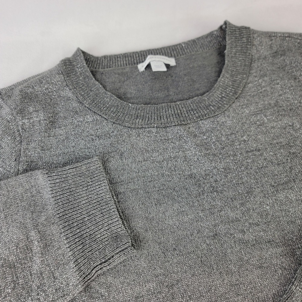 New York & Company Grey Silver Metallic Shimmer 3/4 Sleeve Sweater Large